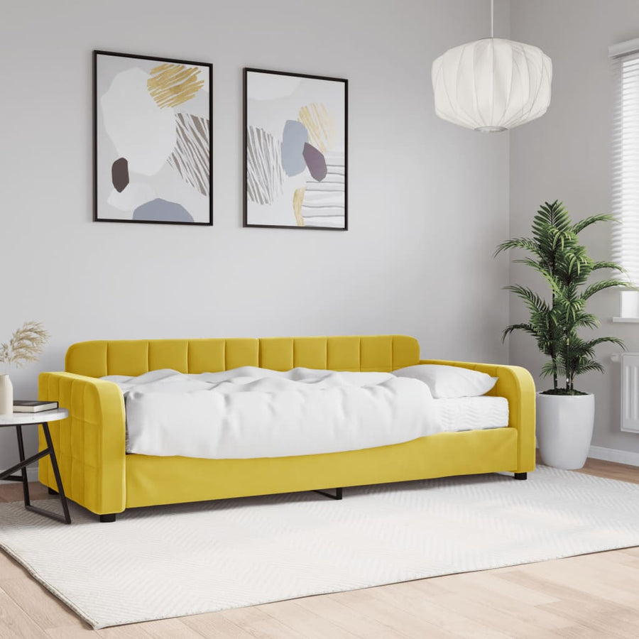 Slaapbank met matras 80x200 cm fluweel geel
