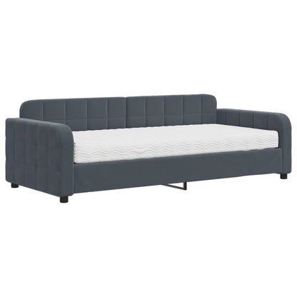 Slaapbank met matras 90x200 cm fluweel donkergrijs