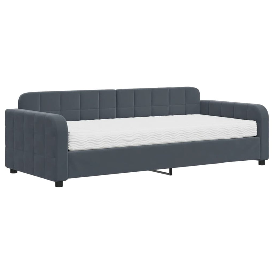 Slaapbank met matras 90x200 cm fluweel donkergrijs