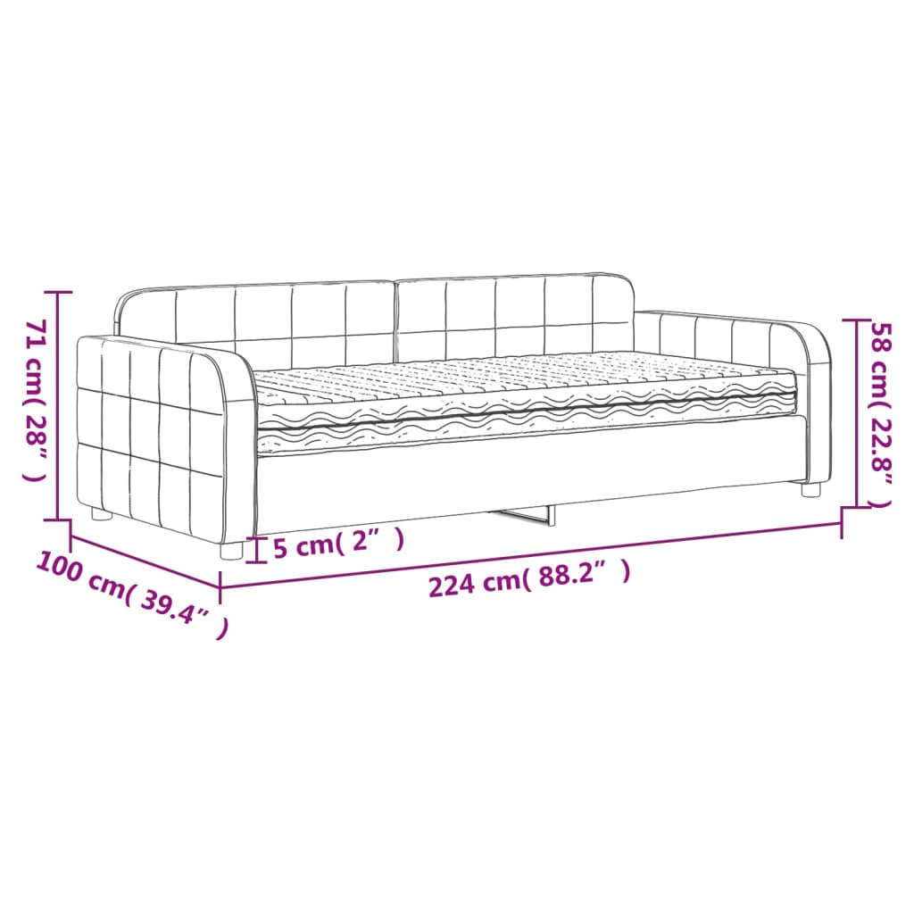 Slaapbank met matras 90x200 cm fluweel donkergrijs