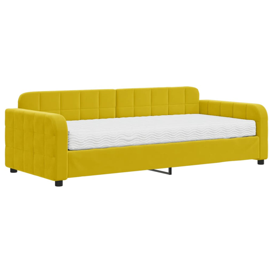 Slaapbank met matras 90x200 cm fluweel geel 90 x 200 cm Geel met matras