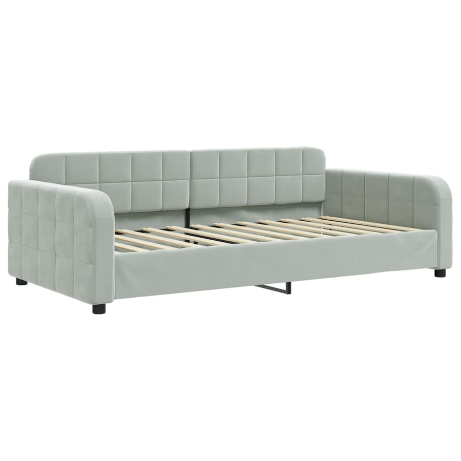 Slaapbank met matras 100x200 cm fluweel lichtgrijs 100 x 200 cm Lichtgrijs met matras