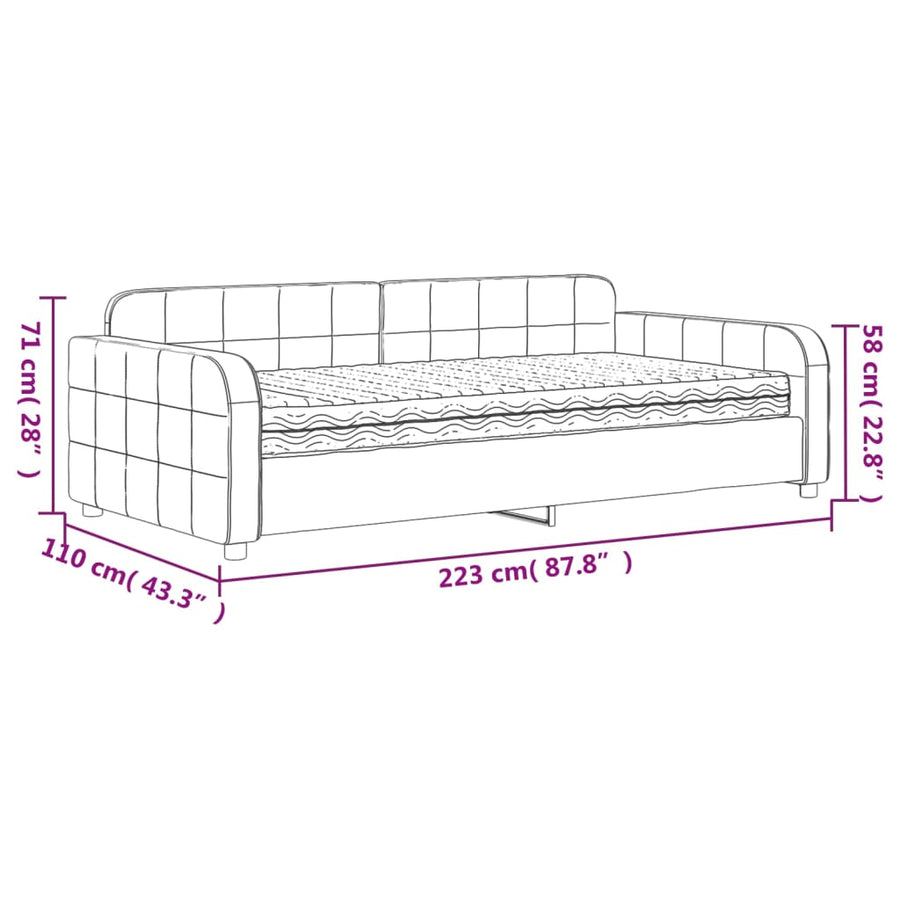 Slaapbank met matras 100x200 cm fluweel lichtgrijs 100 x 200 cm Lichtgrijs met matras
