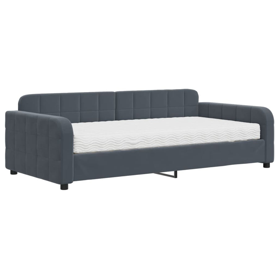 Slaapbank met matras 100x200 cm fluweel donkergroen