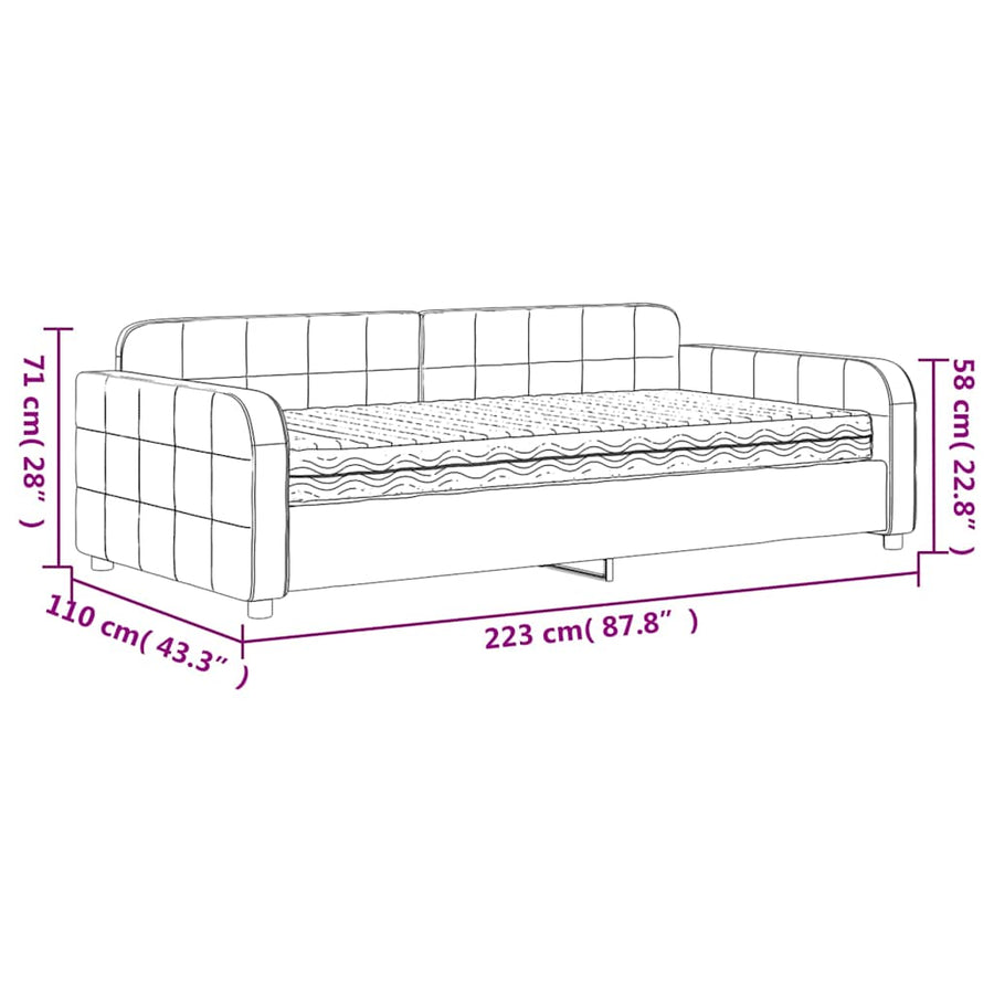Slaapbank met matras 100x200 cm fluweel donkergroen