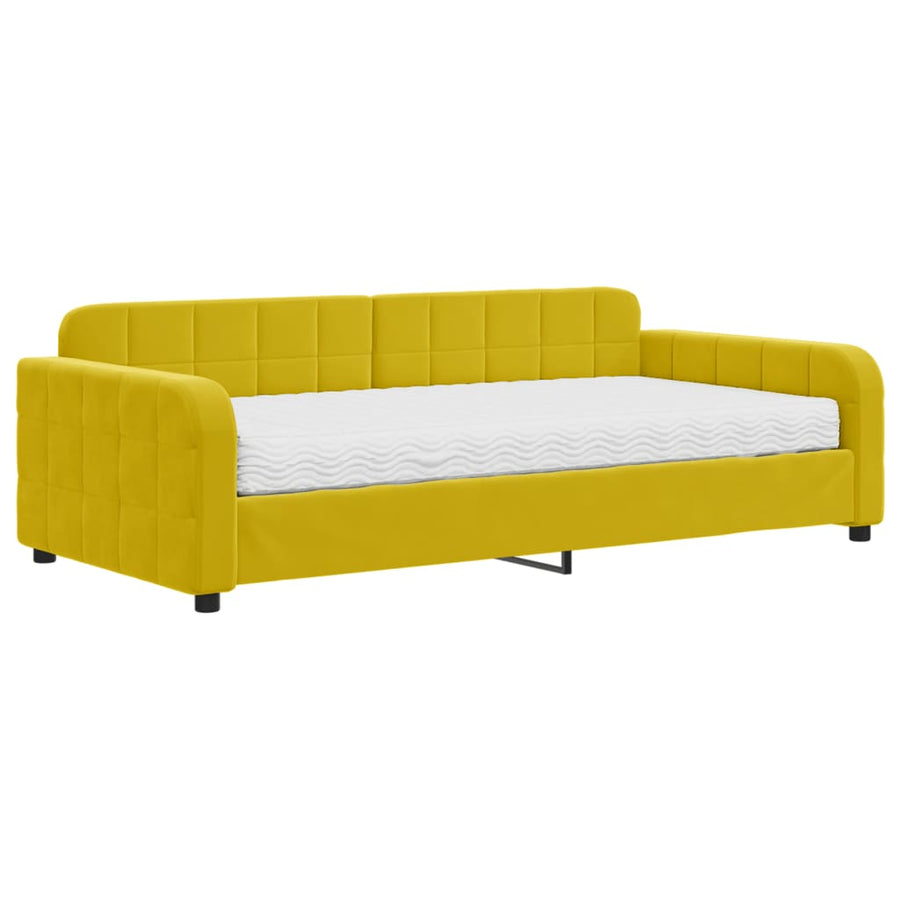 Slaapbank met matras 100x200 cm fluweel geel 100 x 200 cm Geel met matras