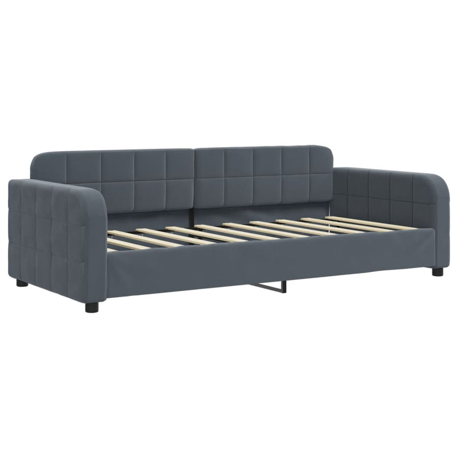 Slaapbank Fluweel Donkergrijs 90 x 190 cm met matras