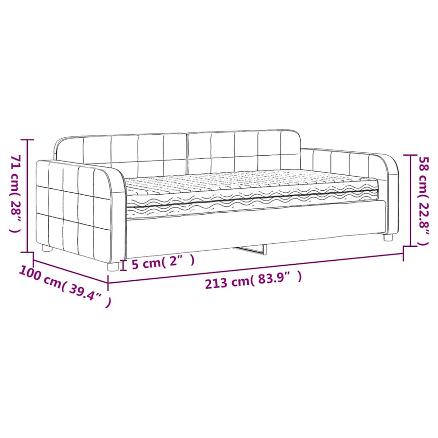 Slaapbank Fluweel Donkergrijs 90 x 190 cm met matras