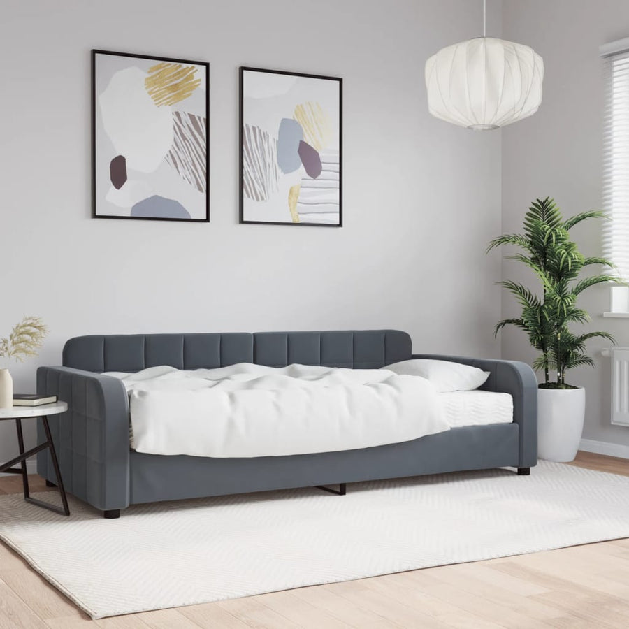 Slaapbank Fluweel Donkergrijs 90 x 190 cm met matras