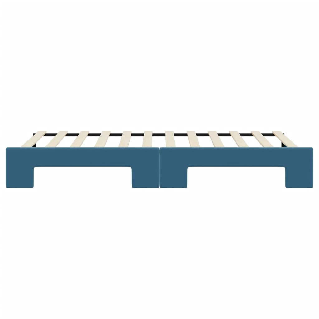Slaapbank met onderschuifbed 80x200 cm fluweel blauw