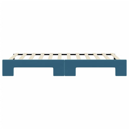 Slaapbank met onderschuifbed 80x200 cm fluweel blauw