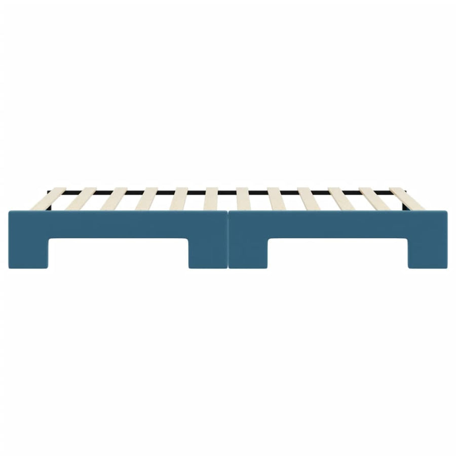 Slaapbank met onderschuifbed 80x200 cm fluweel blauw
