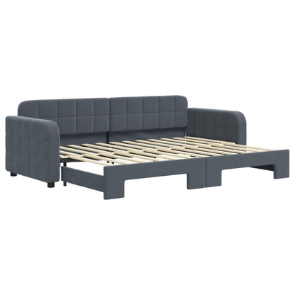 Slaapbank met onderschuifbed 80x200 cm fluweel donkergrijs