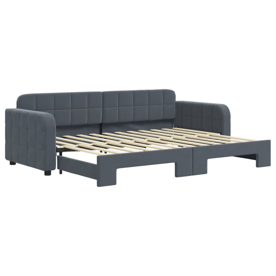 Slaapbank met onderschuifbed 80x200 cm fluweel donkergrijs
