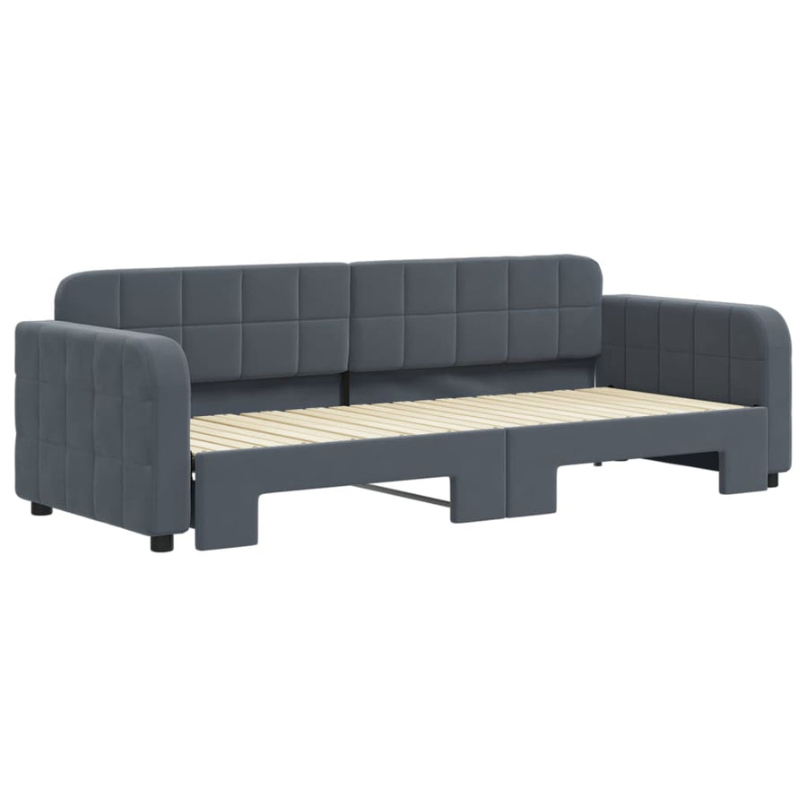 Slaapbank met onderschuifbed 80x200 cm fluweel donkergrijs