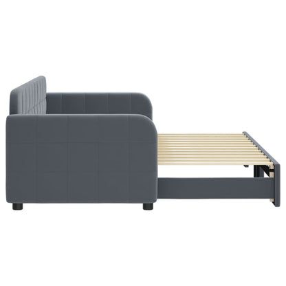 Slaapbank met onderschuifbed 80x200 cm fluweel donkergrijs