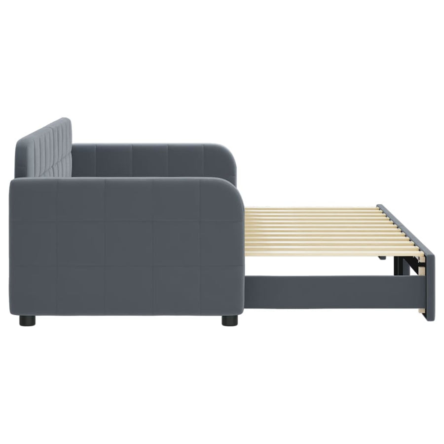 Slaapbank met onderschuifbed 80x200 cm fluweel donkergrijs