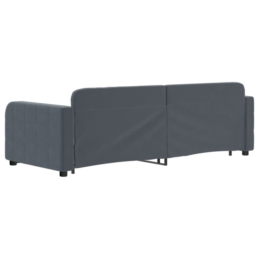 Slaapbank met onderschuifbed 80x200 cm fluweel donkergrijs