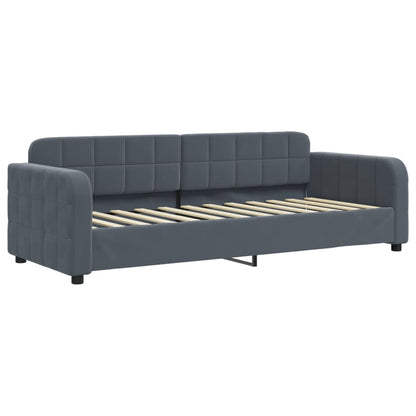 Slaapbank met onderschuifbed 80x200 cm fluweel donkergrijs