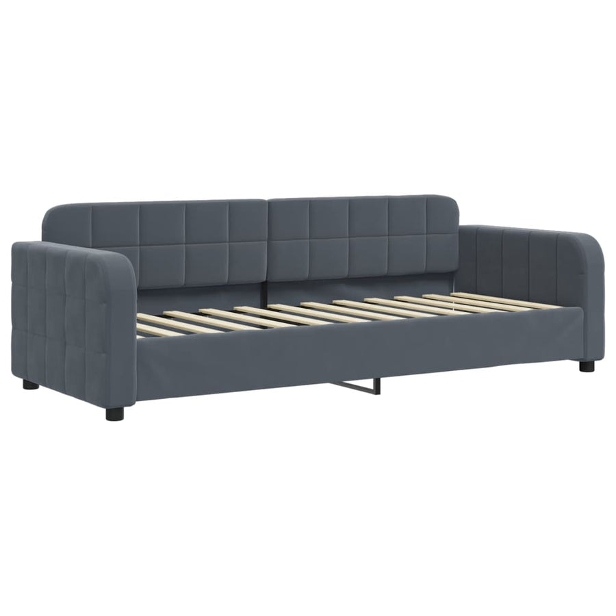 Slaapbank met onderschuifbed 80x200 cm fluweel donkergrijs
