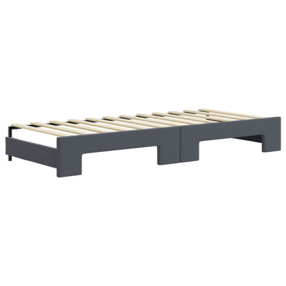 Slaapbank met onderschuifbed 80x200 cm fluweel donkergrijs