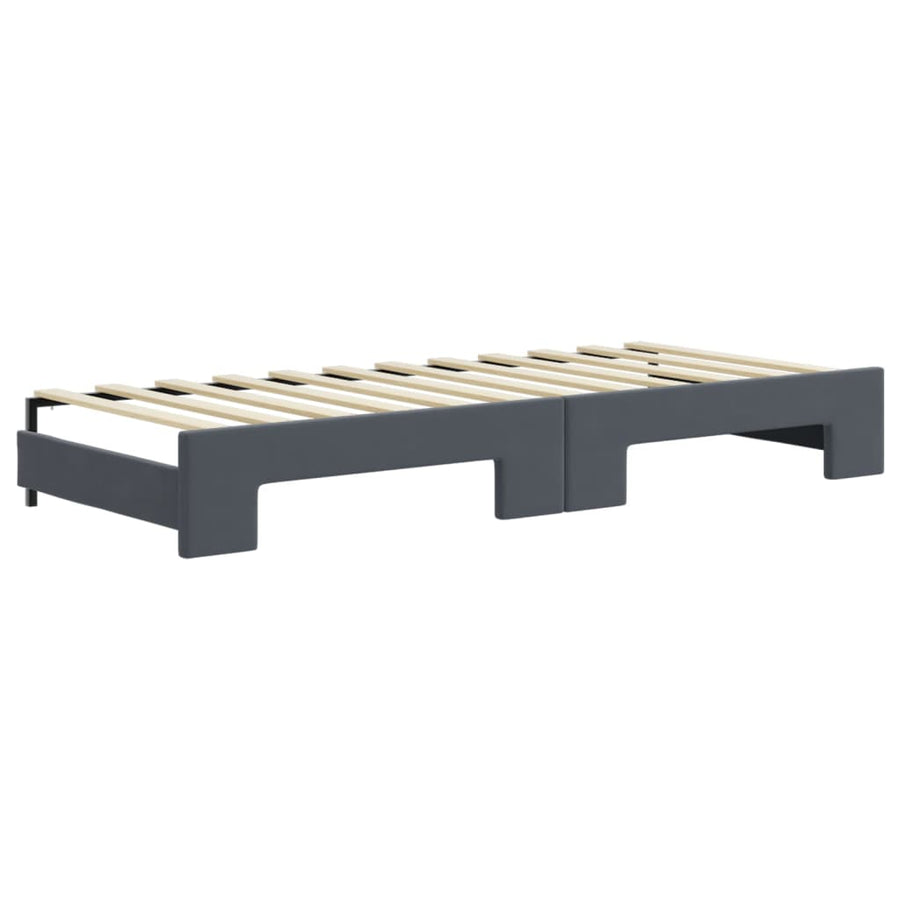 Slaapbank met onderschuifbed 80x200 cm fluweel donkergrijs