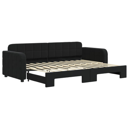 Slaapbank met onderschuifbed 80x200 cm fluweel zwart 80 x 200 cm Zwart met onderschuifbed