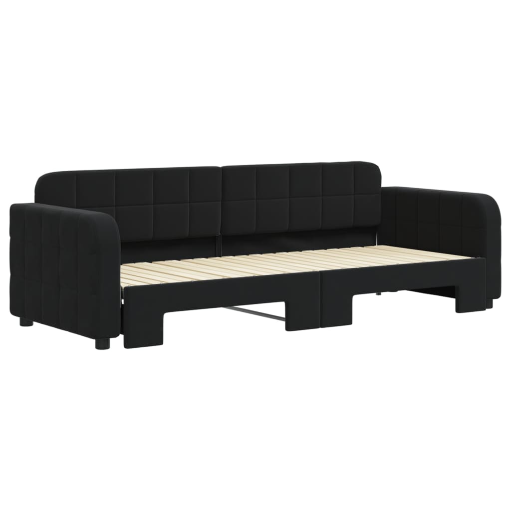 Slaapbank met onderschuifbed 80x200 cm fluweel zwart 80 x 200 cm Zwart met onderschuifbed