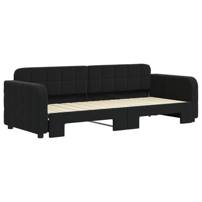 Slaapbank met onderschuifbed 80x200 cm fluweel zwart 80 x 200 cm Zwart met onderschuifbed