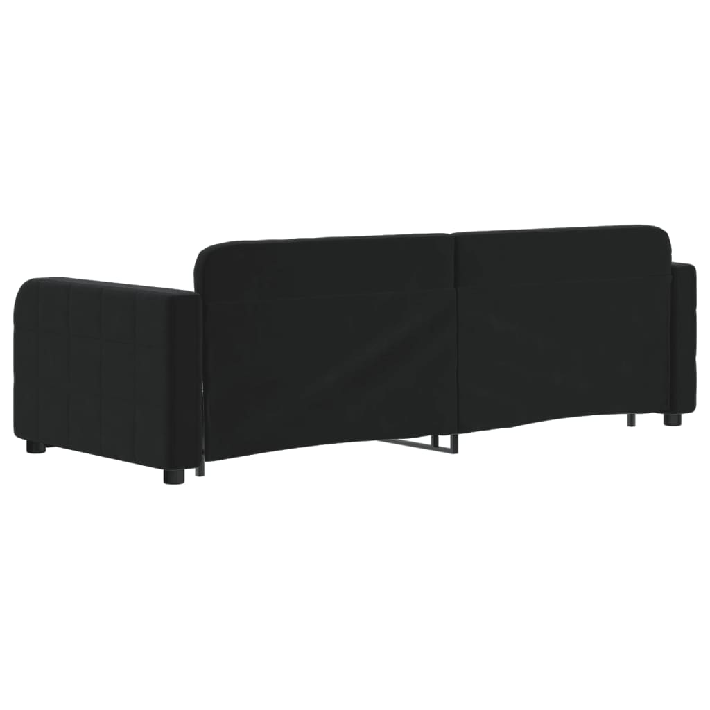 Slaapbank met onderschuifbed 80x200 cm fluweel zwart 80 x 200 cm Zwart met onderschuifbed