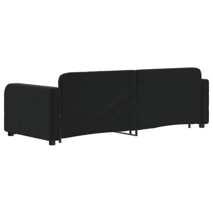 Slaapbank met onderschuifbed 80x200 cm fluweel zwart 80 x 200 cm Zwart met onderschuifbed