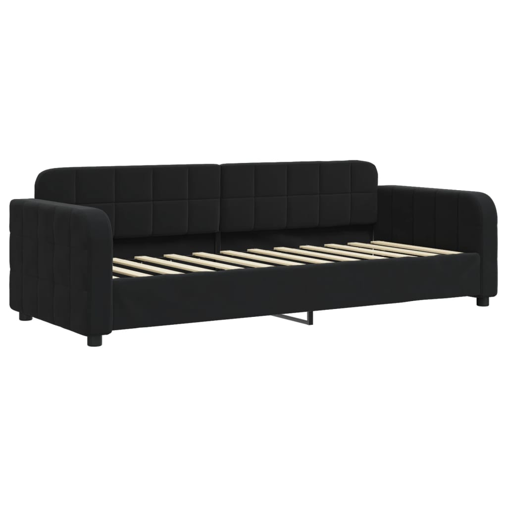 Slaapbank met onderschuifbed 80x200 cm fluweel zwart 80 x 200 cm Zwart met onderschuifbed