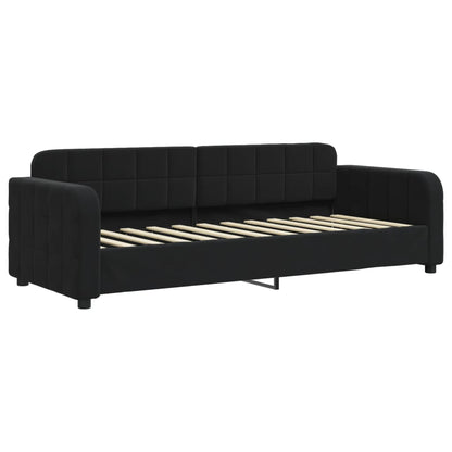 Slaapbank met onderschuifbed 80x200 cm fluweel zwart 80 x 200 cm Zwart met onderschuifbed