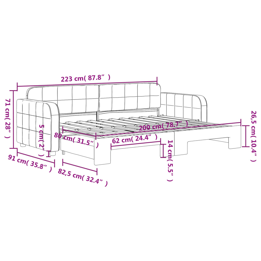 Slaapbank met onderschuifbed 80x200 cm fluweel zwart 80 x 200 cm Zwart met onderschuifbed