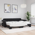 Slaapbank met onderschuifbed 80x200 cm fluweel zwart 80 x 200 cm Zwart met onderschuifbed