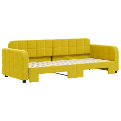 Slaapbank met onderschuifbed 80x200 cm fluweel geel