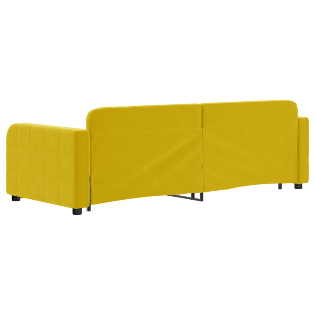 Slaapbank met onderschuifbed 80x200 cm fluweel geel