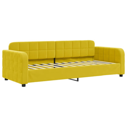 Slaapbank met onderschuifbed 80x200 cm fluweel geel