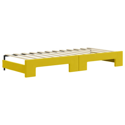 Slaapbank met onderschuifbed 80x200 cm fluweel geel