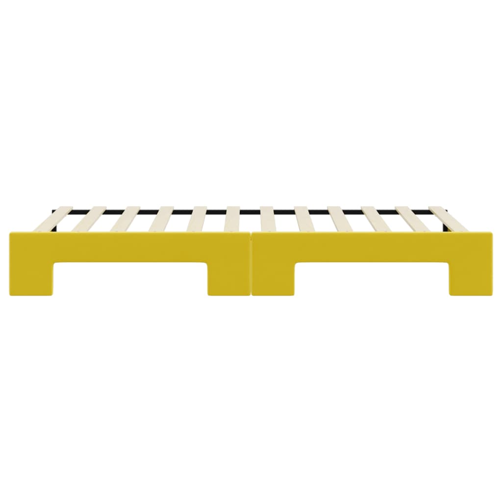 Slaapbank met onderschuifbed 80x200 cm fluweel geel