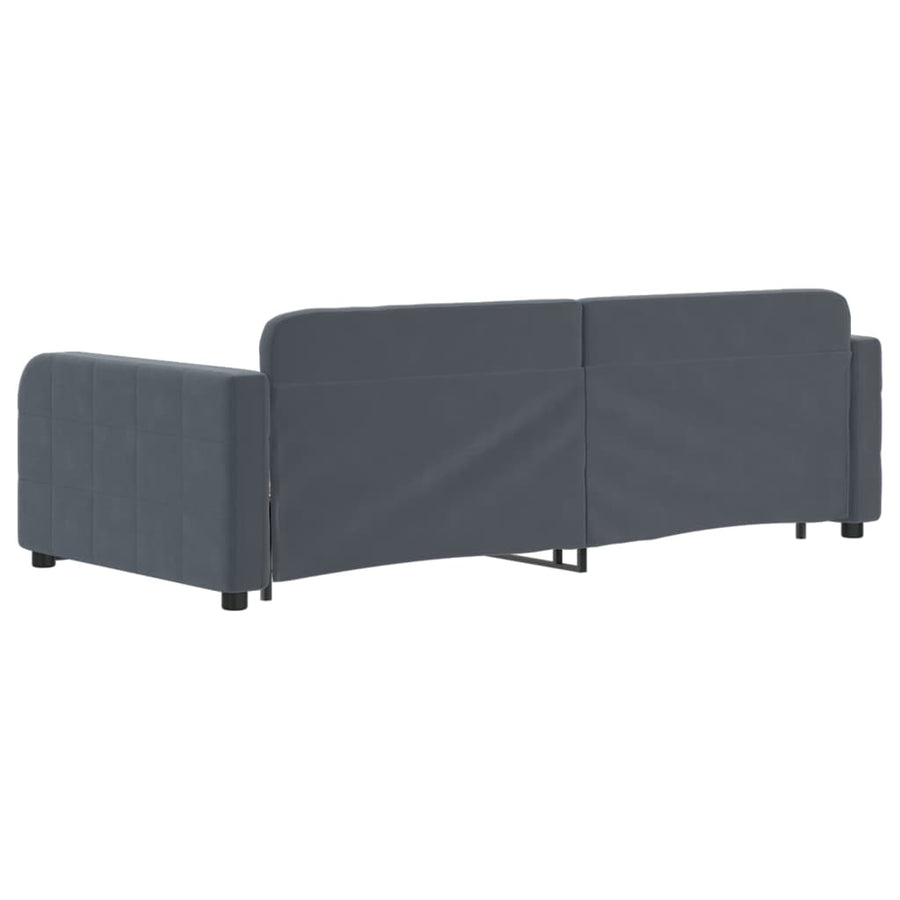 Slaapbank met onderschuifbed 90x200 cm fluweel donkergrijs