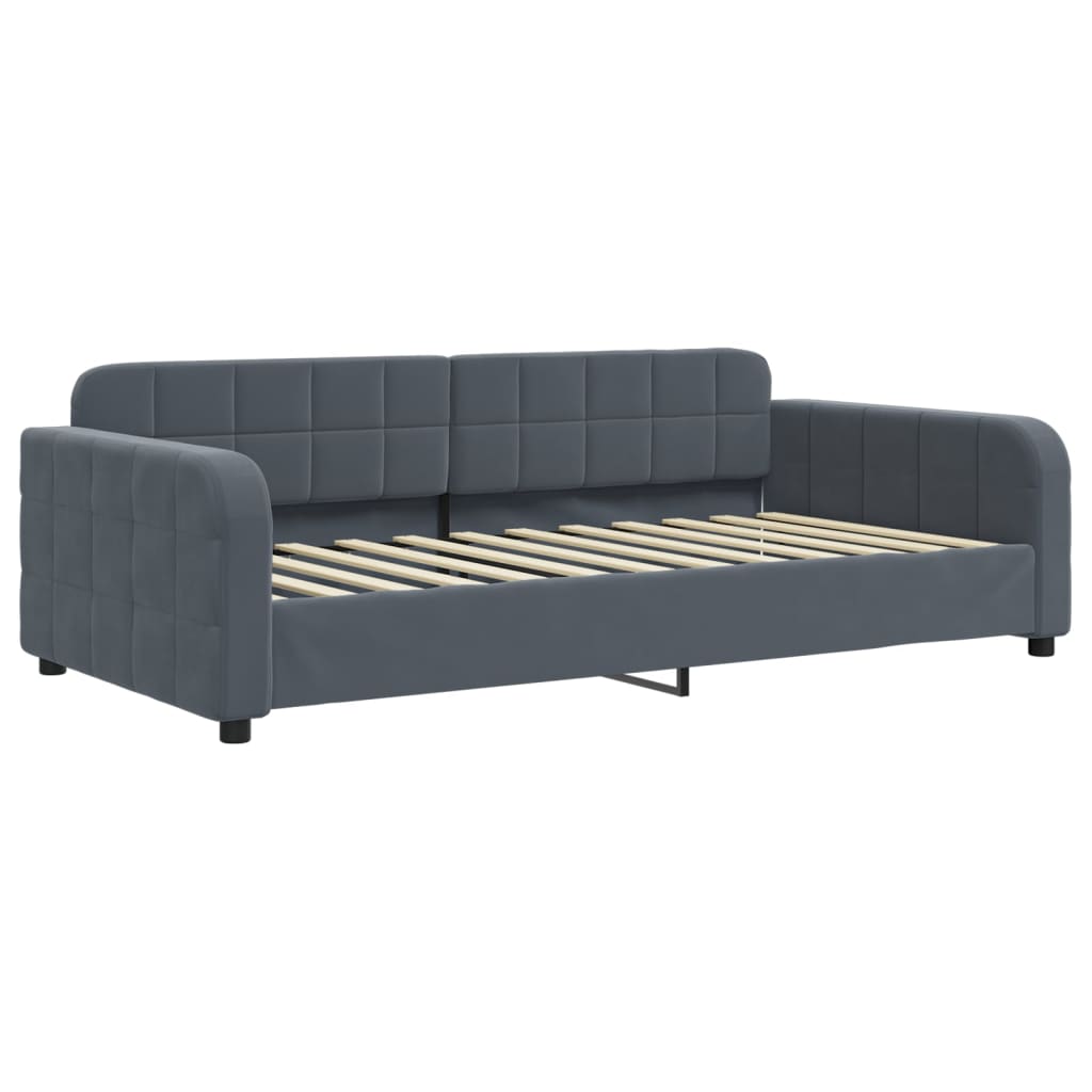Slaapbank met onderschuifbed 90x200 cm fluweel donkergrijs