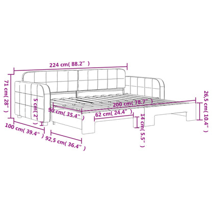 Slaapbank met onderschuifbed 90x200 cm fluweel donkergrijs