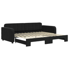 Slaapbank met onderschuifbed 90x200 cm fluweel zwart 90 x 200 cm Zwart met onderschuifbed