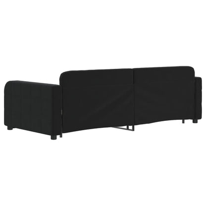 Slaapbank met onderschuifbed 90x200 cm fluweel zwart 90 x 200 cm Zwart met onderschuifbed