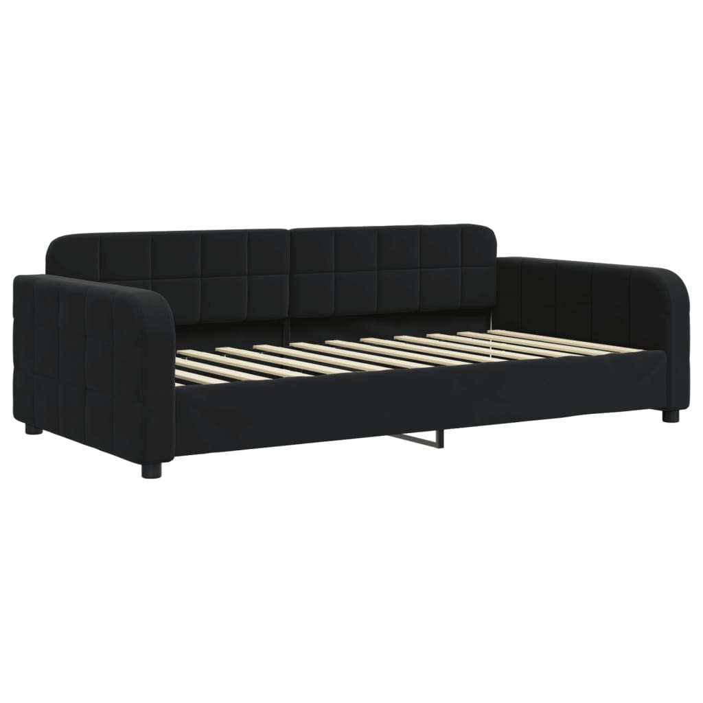 Slaapbank met onderschuifbed 90x200 cm fluweel zwart 90 x 200 cm Zwart met onderschuifbed