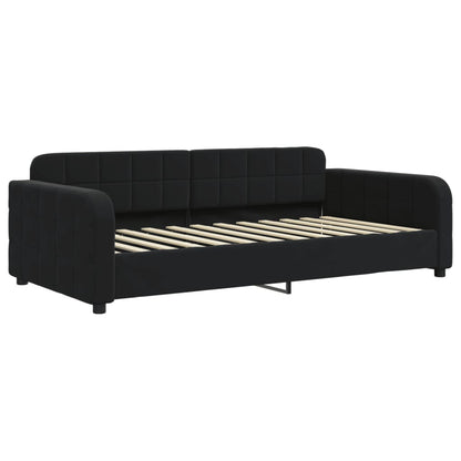 Slaapbank met onderschuifbed 90x200 cm fluweel zwart 90 x 200 cm Zwart met onderschuifbed