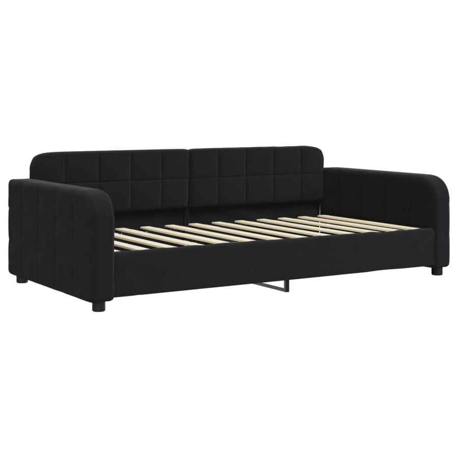 Slaapbank met onderschuifbed 90x200 cm fluweel zwart 90 x 200 cm Zwart met onderschuifbed