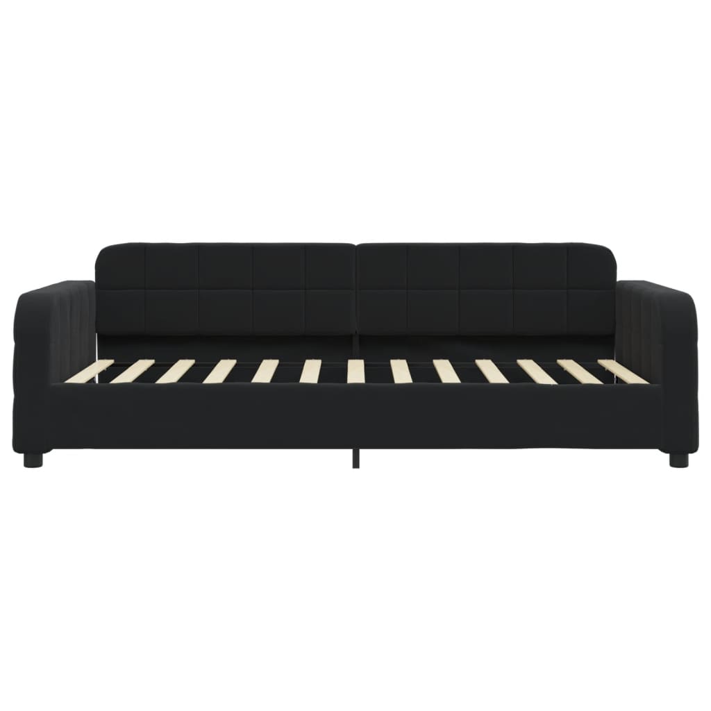 Slaapbank met onderschuifbed 90x200 cm fluweel zwart 90 x 200 cm Zwart met onderschuifbed