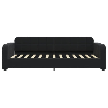 Slaapbank met onderschuifbed 90x200 cm fluweel zwart 90 x 200 cm Zwart met onderschuifbed